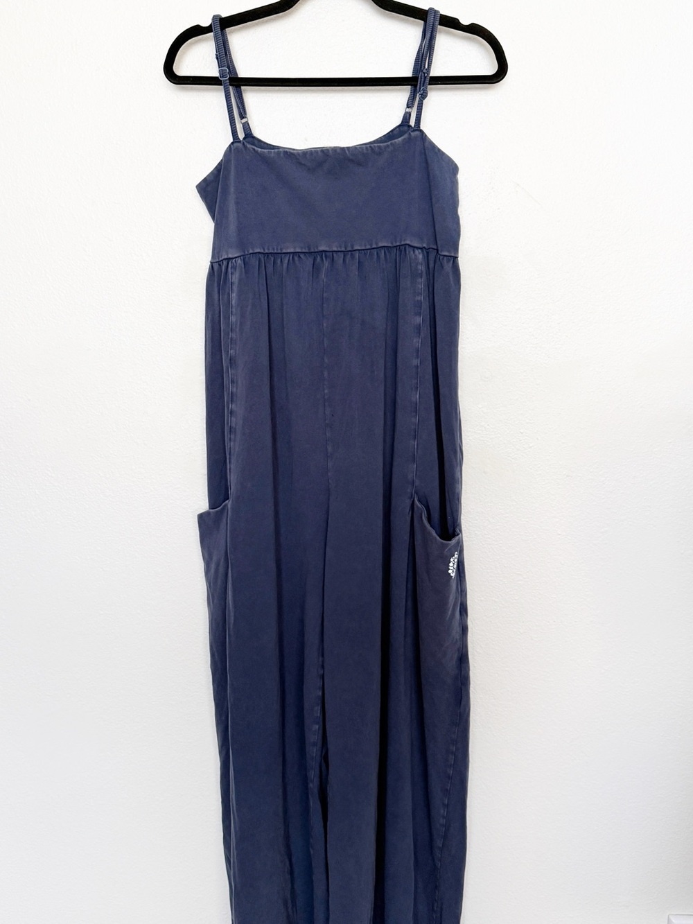 Free People Movement Hot Shot Strappy Wide Leg Jumpsuit Onesie Indigo Blue - Picture 11 of 12